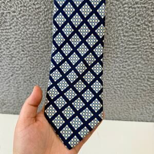 Brooks Brothers Maker tie Men's Blue beige All SILK Square necktie Hand made USA